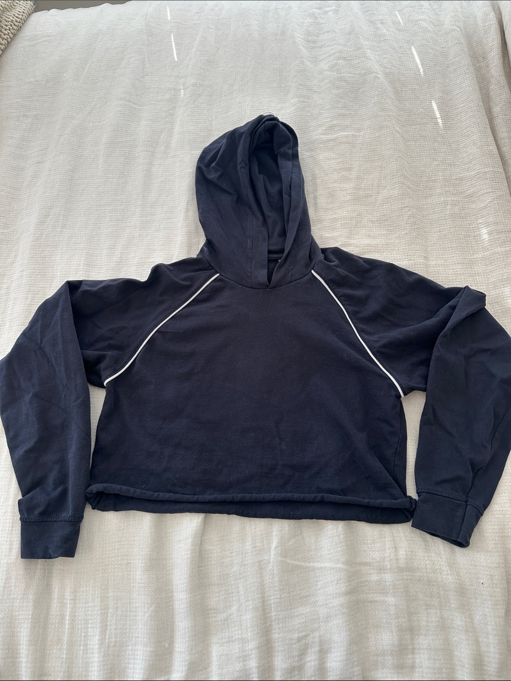 Pull&Bear Navy Hoodie with White Piping